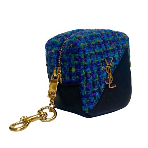 ysl keyring cube|Saint Laurent Jamie Ysl Keyring Cube Blue Tweed Black.